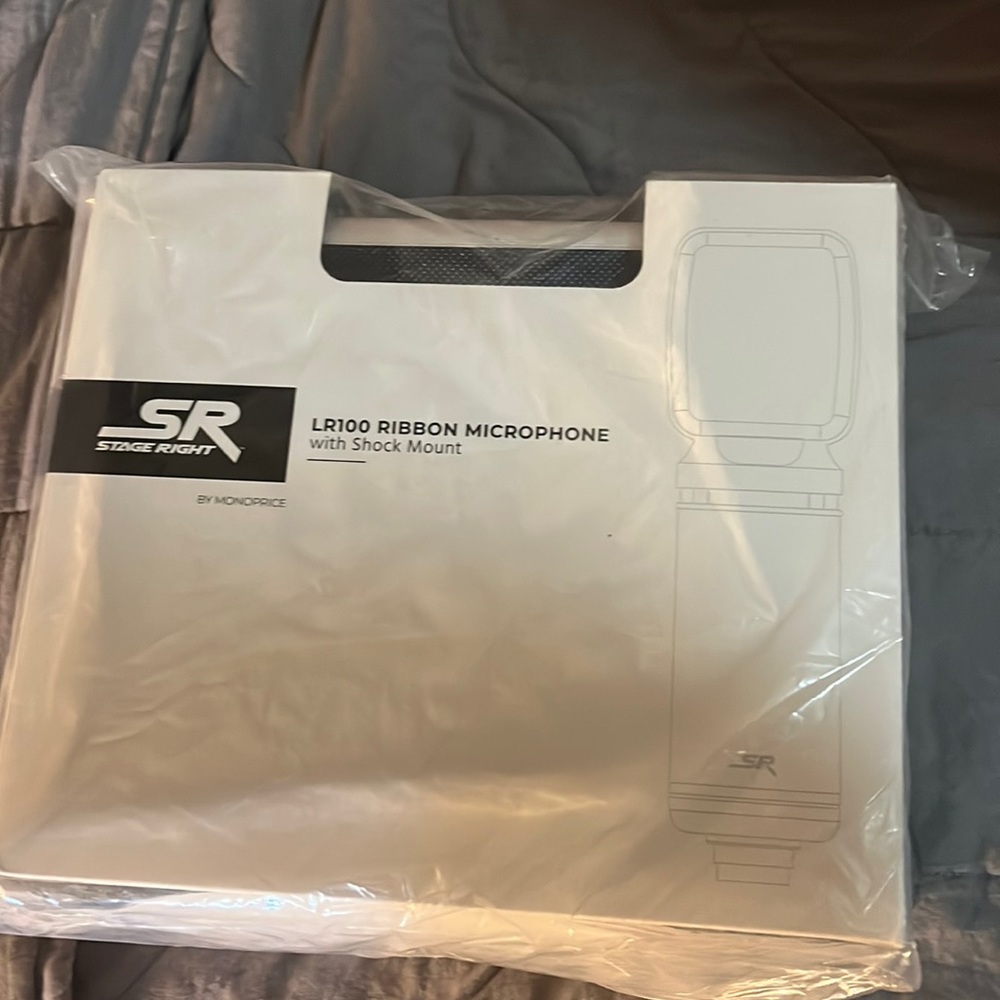 Stage right LR100 ribbon microphone